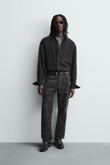 Zara Джинсы STRAIGHT FIT жаккард с абстрактным узором