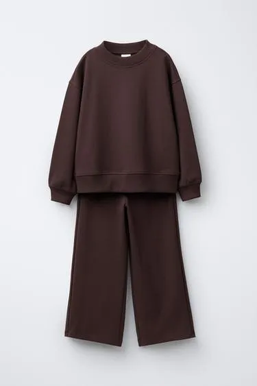 Комплект из толстовки и брюк WIDE LEG из ткани интерлок- Заказать в России