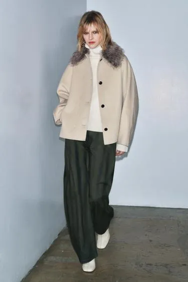 Куртка с шерстью и воротником из искусственного меха — ZW COLLECTION- Заказать в России