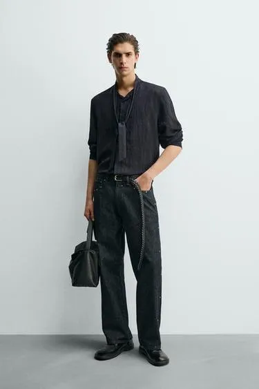 Рубашка из струящейся ткани с бантом- Заказать в России