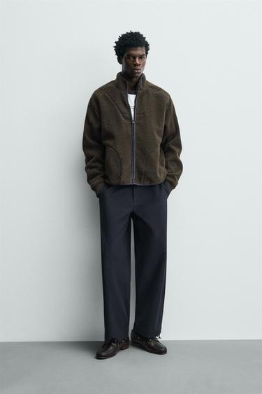 Zara Толстовка из искусственной овчины на молнии