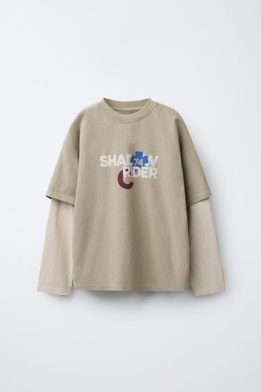 Zara Футболка с принтом «RIDER» и двойными рукавами купить с доставкой.