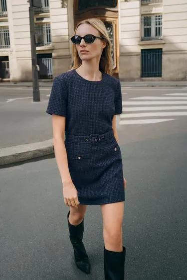 Платье с поясом- Заказать в России