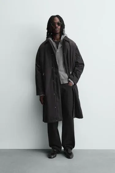 Пальто из денима с эффектом потертости- Заказать в России