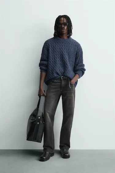 Свитер с узором «косы»- Заказать в России