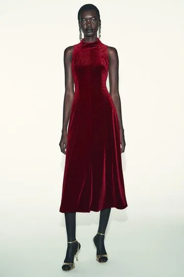 Бархатное платье миди- Заказать в России