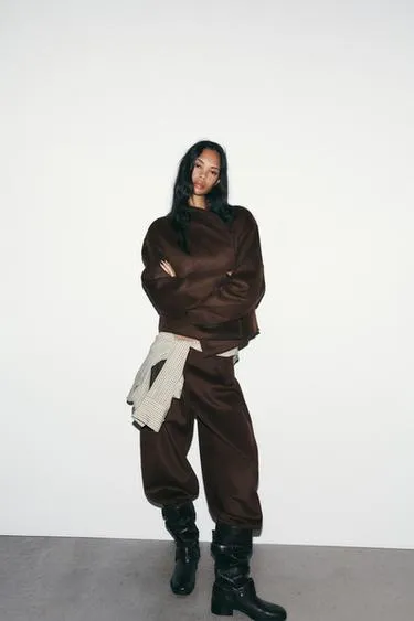 Брюки BARREL из смесовой шерсти со складками