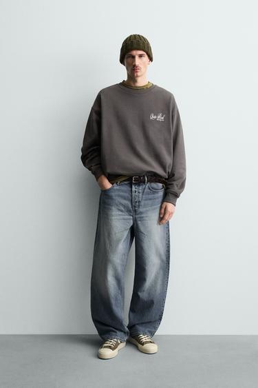 Zara Толстовка с круглым вырезом и принтом