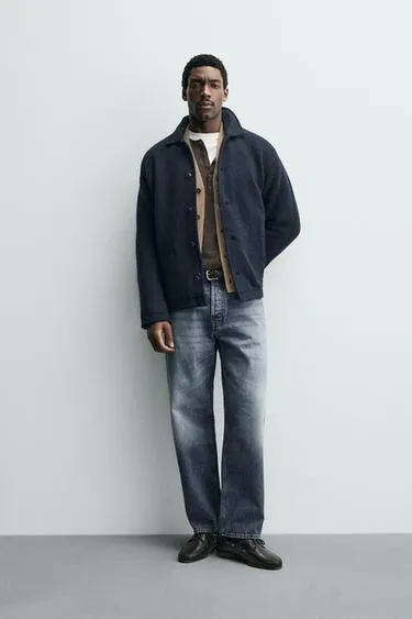 Кардиган с рельефной тканью и карманами- Заказать в России