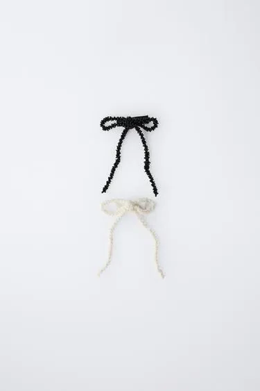 Набор из двух заколок для волос с бантом и бусинами- Заказать в России