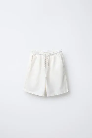 Прямые бермуды из саржи