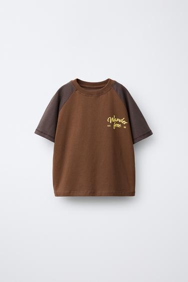 Zara Футболка с рукавами реглан и надписью