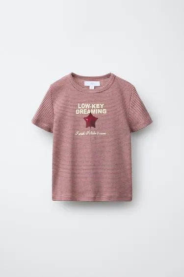 Футболка в полоску с принтом- Заказать в России