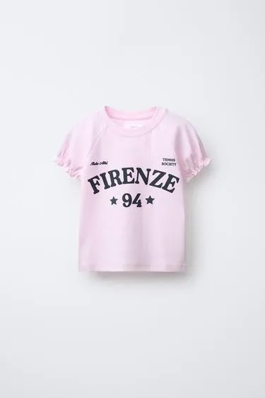 Футболка с объемными рукавами и надписью- Заказать в России