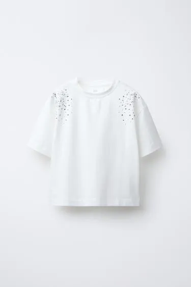 Футболка свободного кроя со стразами- Заказать в России