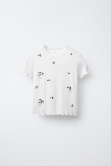 Zara Футболка с пайетками и листьями купить с доставкой.