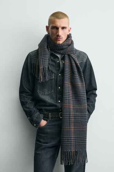 Zara Шарф в клетку с бахромой