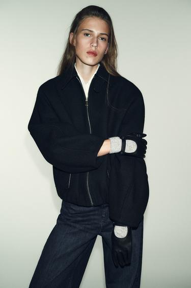 Zara Комбинированные перчатки из искусственной кожи