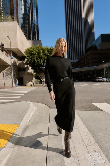 Zara Платье миди с поясом