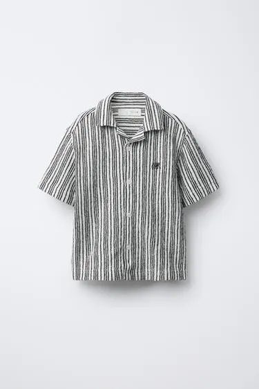 Рубашка боулинг в деревенском стиле в полоску