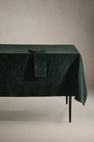 Рождественский хлопковый скатерть с жаккардовым узором веток