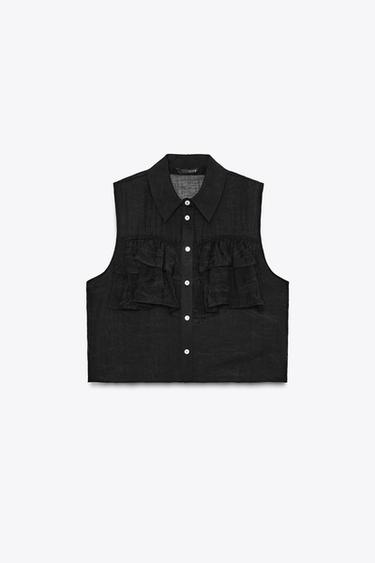 Zara Полупрозрачный топ с воланами