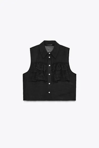 Полупрозрачный топ с воланами