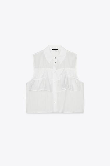 Zara Полупрозрачный топ с воланами