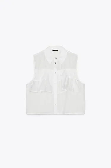 Полупрозрачный топ с воланами- Заказать в России