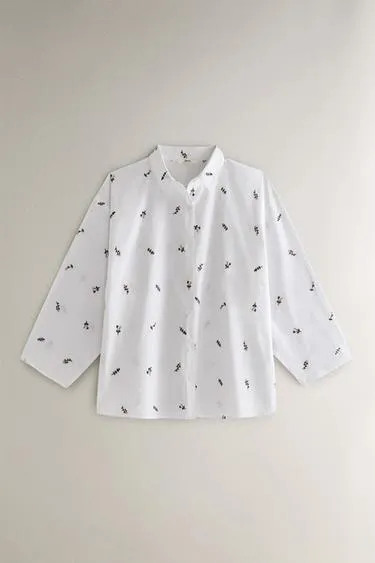 Рубашка с цветочной вышивкой- Заказать в России