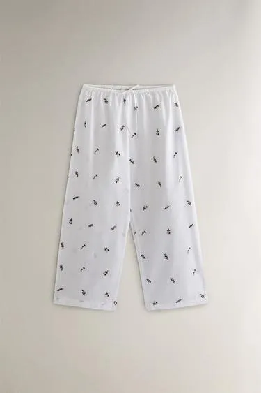 Брюки с цветочной вышивкой- Заказать в России