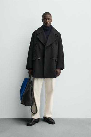 Zara Двубортное пальто с карманами