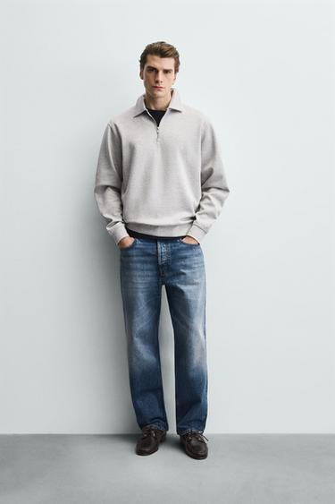 Zara Толстовка поло из интерлока на молнии купить с доставкой.