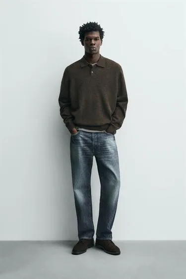 Поло классического кроя из смесовой шерсти