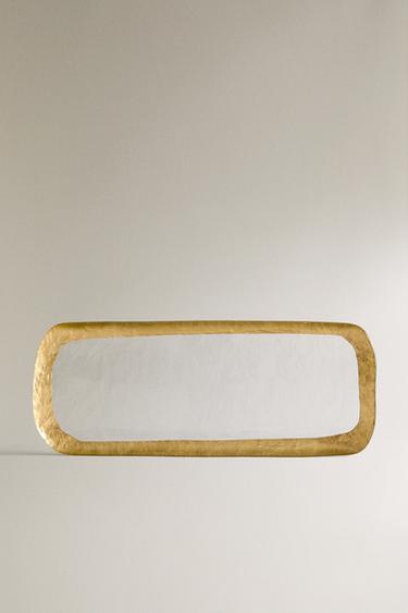 Zara Стеклянная сервировочная тарелка с золотым ободом купить с доставкой.