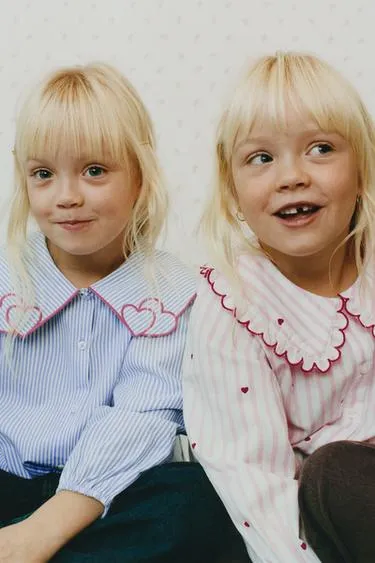 Рубашка в полоску с воротником в виде сердец- Заказать в России