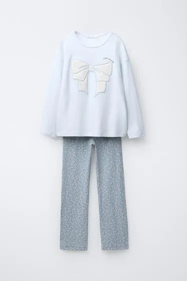 6-14 лет/пижама с бантом и имитацией меха