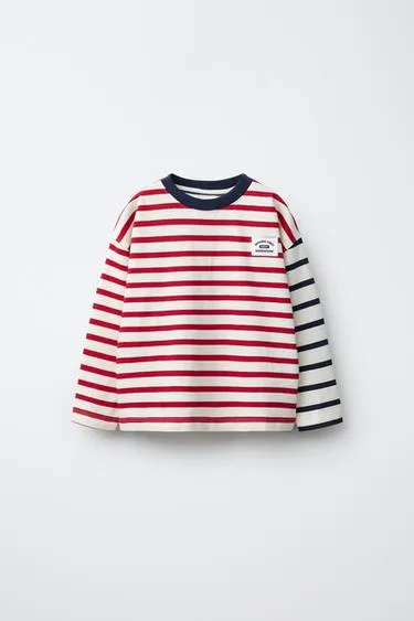 Футболка в полоску комбинированная