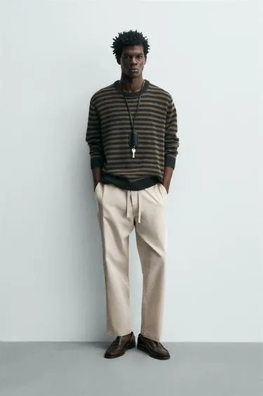 Брюки свободного кроя из хлопка и льна- Заказать в России