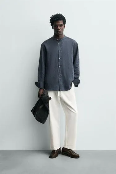 Брюки свободного кроя из хлопка и льна- Заказать в России