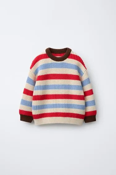 Вязаный свитер в полоску- Заказать в России