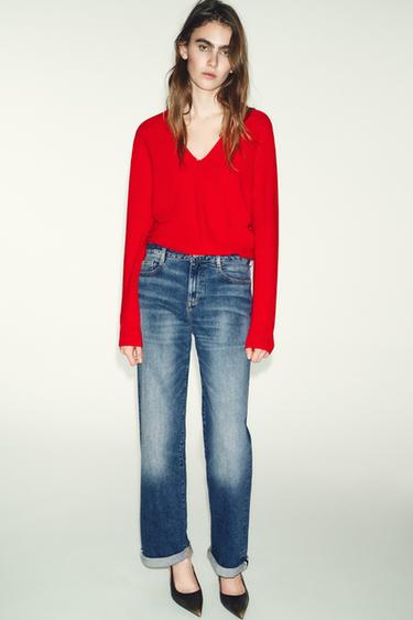 Zara Джинсы Z.07 RELAXED FIT с высокой посадкой и отворотами