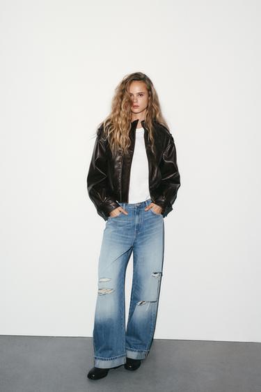 Zara Джинсы TRF BAGGY FOLDED с разрезами