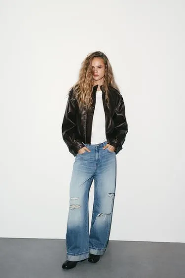 Джинсы TRF BAGGY FOLDED с разрезами- Заказать в России