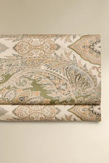 Простыня из хлопкового сатина с пейсли (300 нитей)