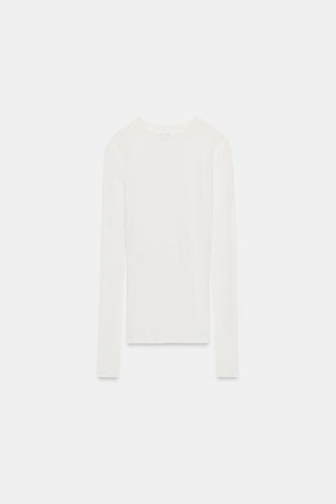 Zara Хлопковая футболка с длинными рукавами