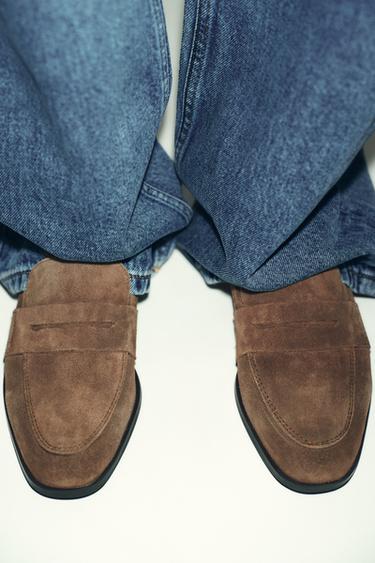 Zara Замшевые лоферы на плоской подошве