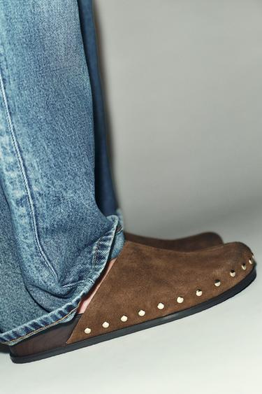 Zara Кожаные сабо с заклепками