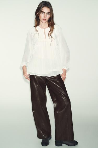 Zara Блуза со складками и воланами