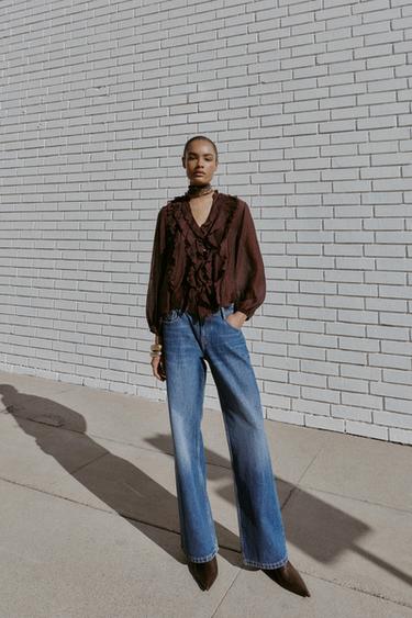 Zara Блуза в горошек с воланами